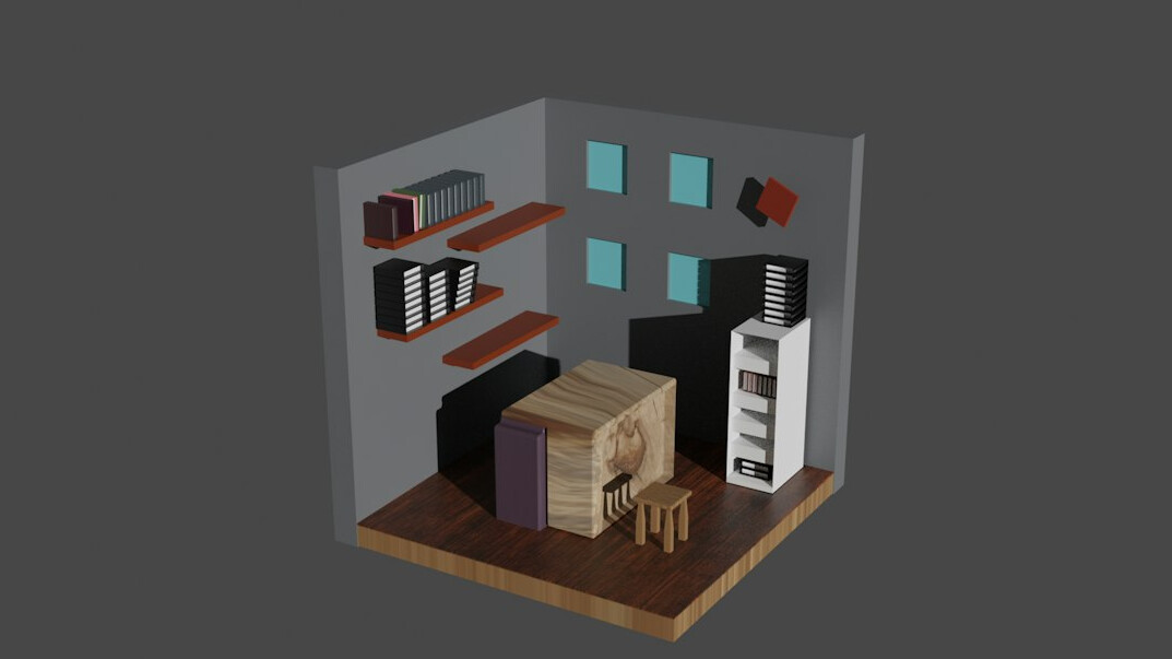 Wide view of a modern newsroom office