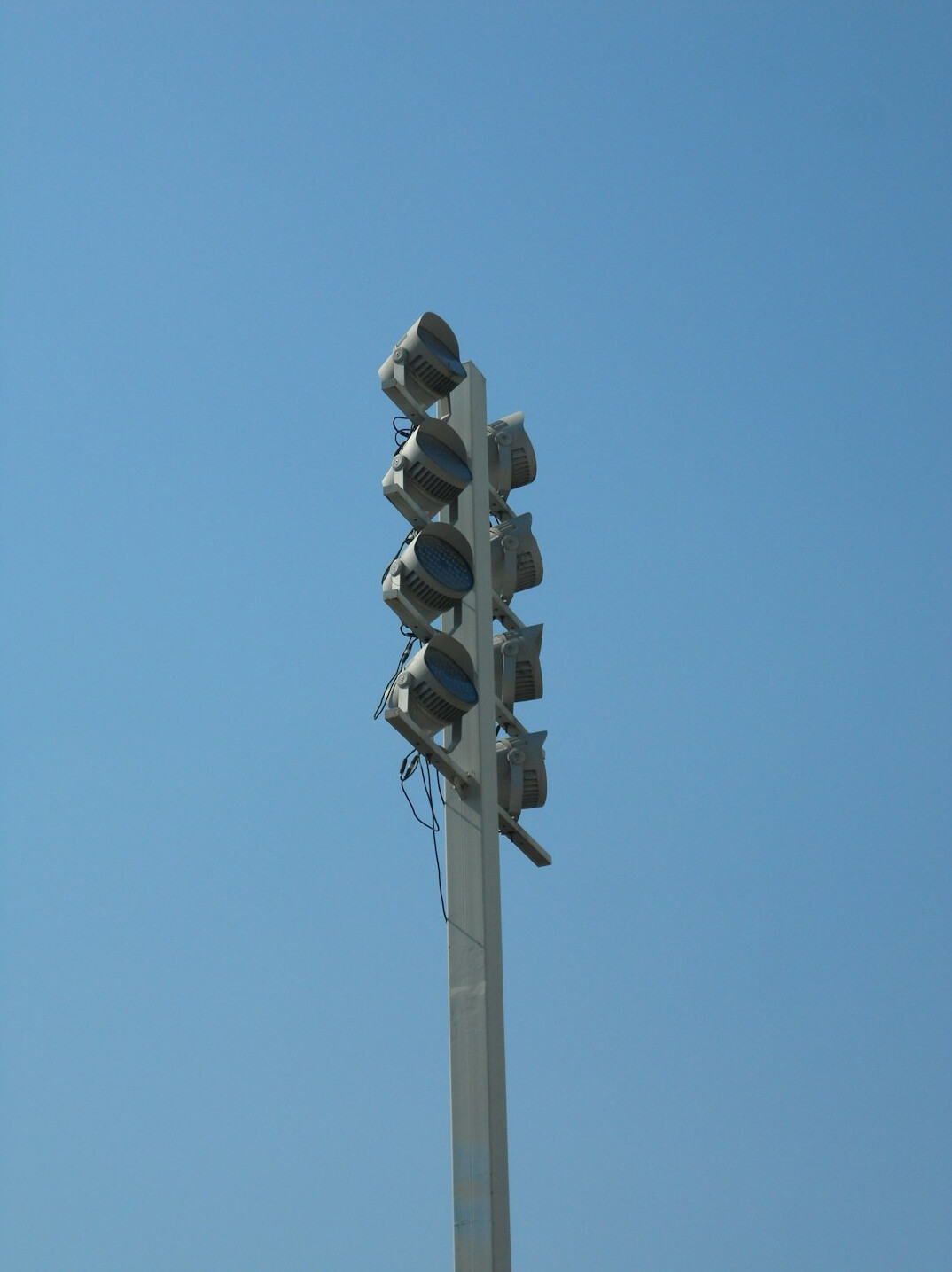 Stadium floodlights at night