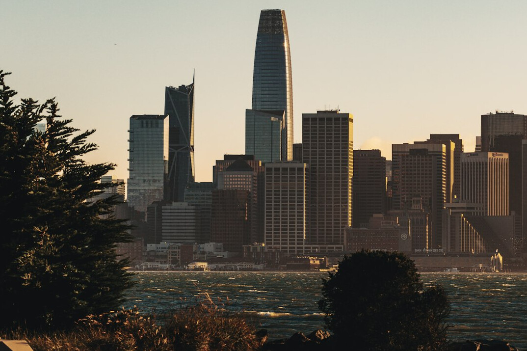 Modern business district skyline